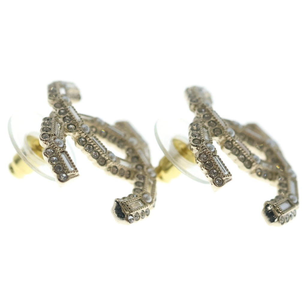 CHANEL(シャネル) ココマーク ピアス ラインストーン フェイクパール ホワイトゴールド A22K レディース