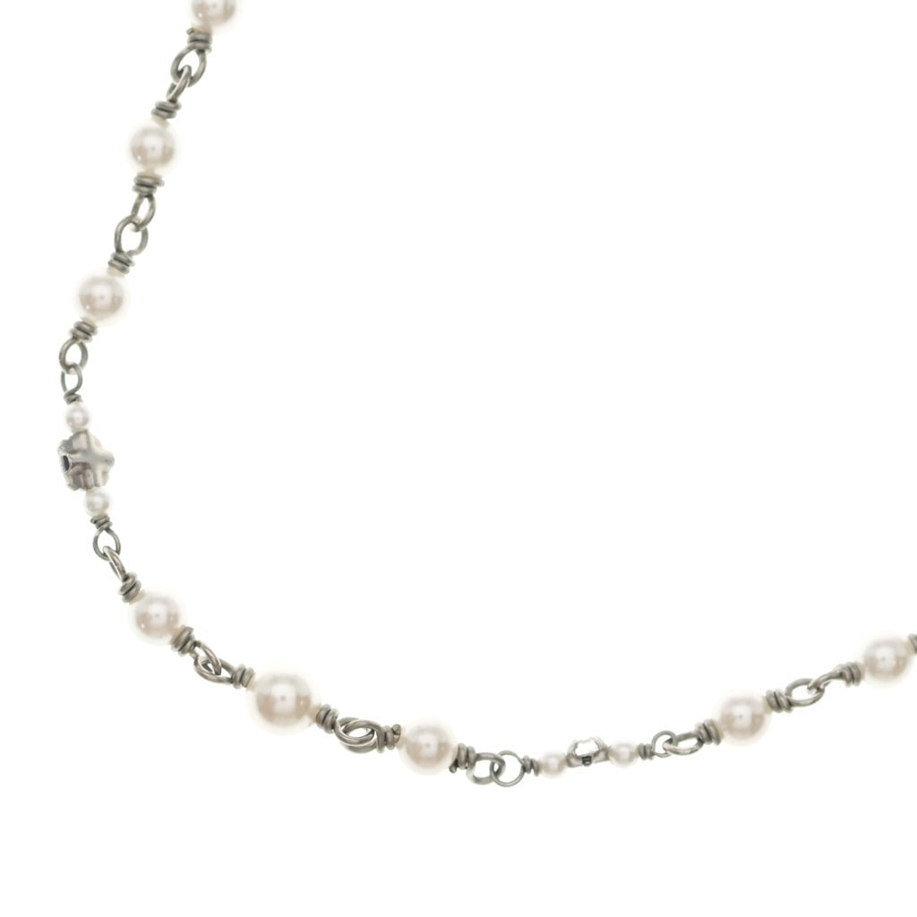 CHANEL(シャネル) ココマーク ネックレス パール ラインストーン リボン シルバー A24V レディース