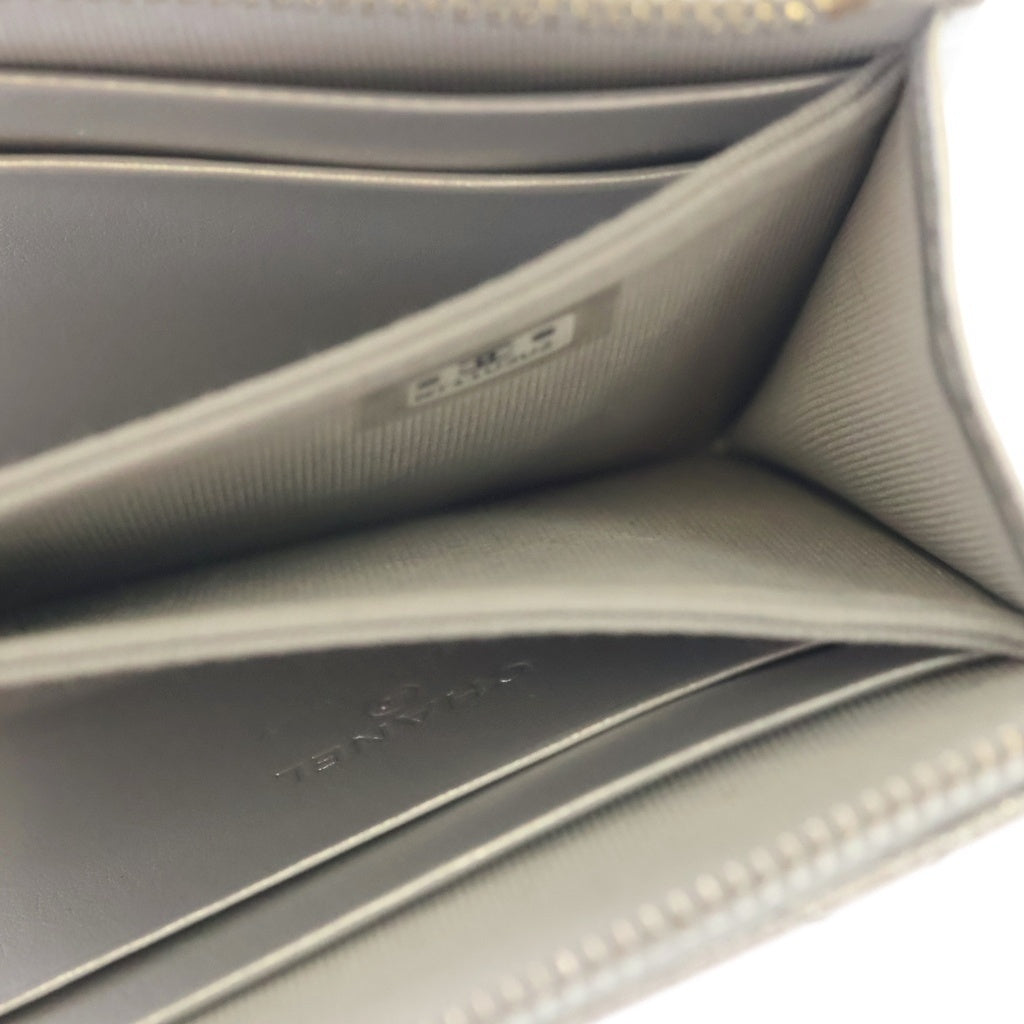 CHANEL(シャネル) マトラッセ L字ファスナー コンパクトウォレット ミニ財布 シルバー キャビアスキン AP3999 シルバー金具 レディース