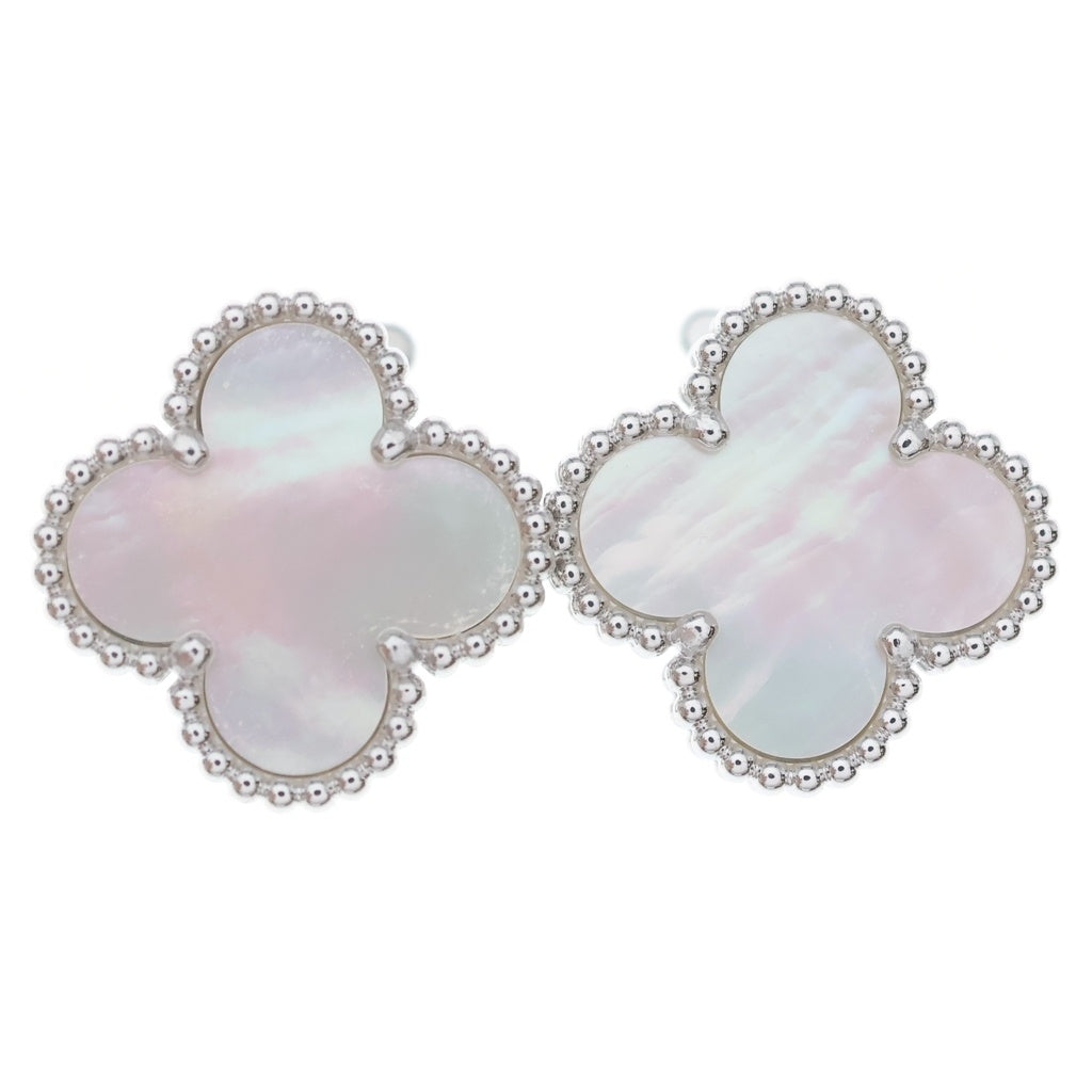 Van Cleef & Arpels(ヴァンクリーフアンドアーペル) ヴィンテージアルハンブラ ピアス マザーオブパール ホワイト×シルバー VCARF48600 レディース