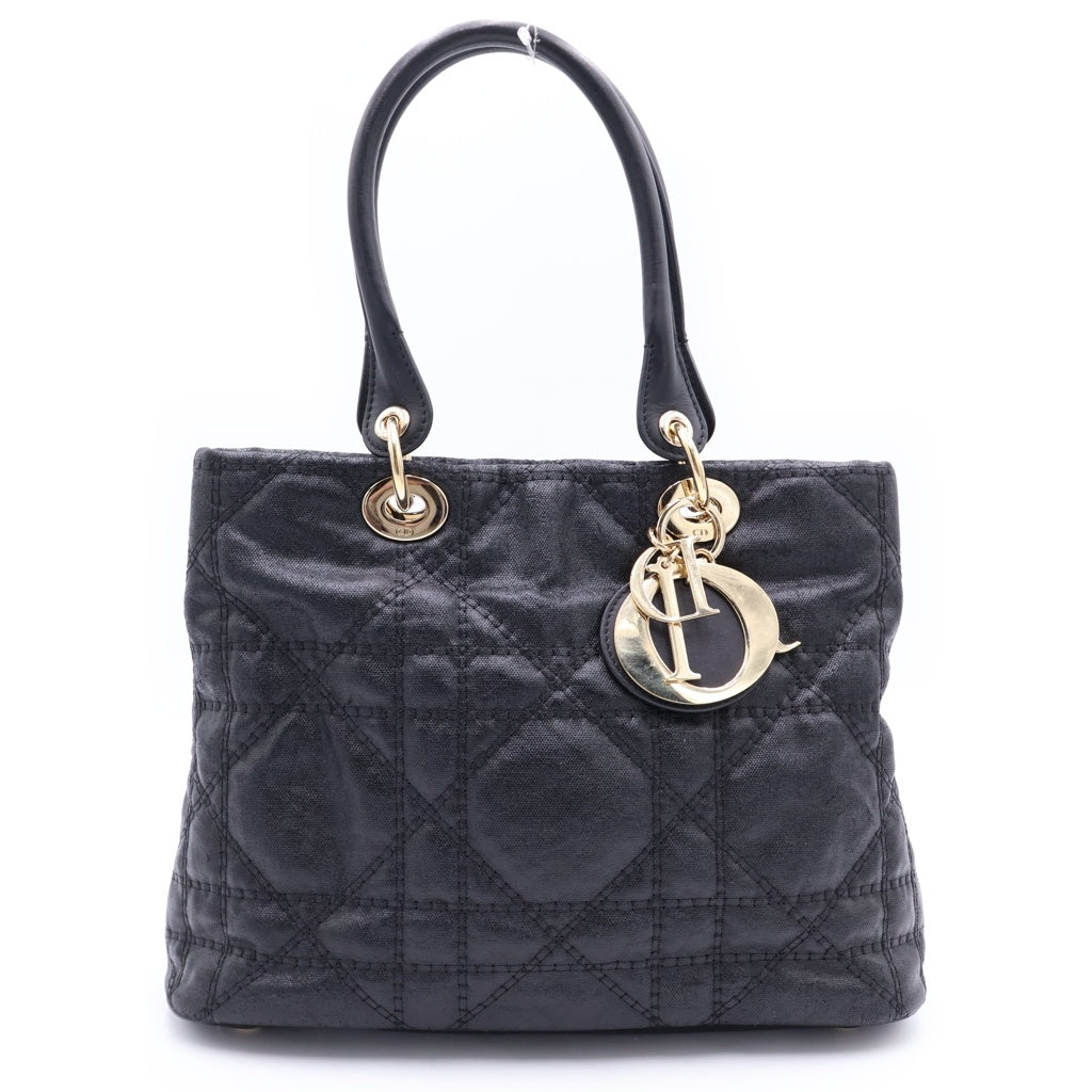 Christian Dior(クリスチャンディオール) Christian Dior レディディオール ハンドバック カナージュ ゴールド金具 ナイロンレザー ブラック レディース