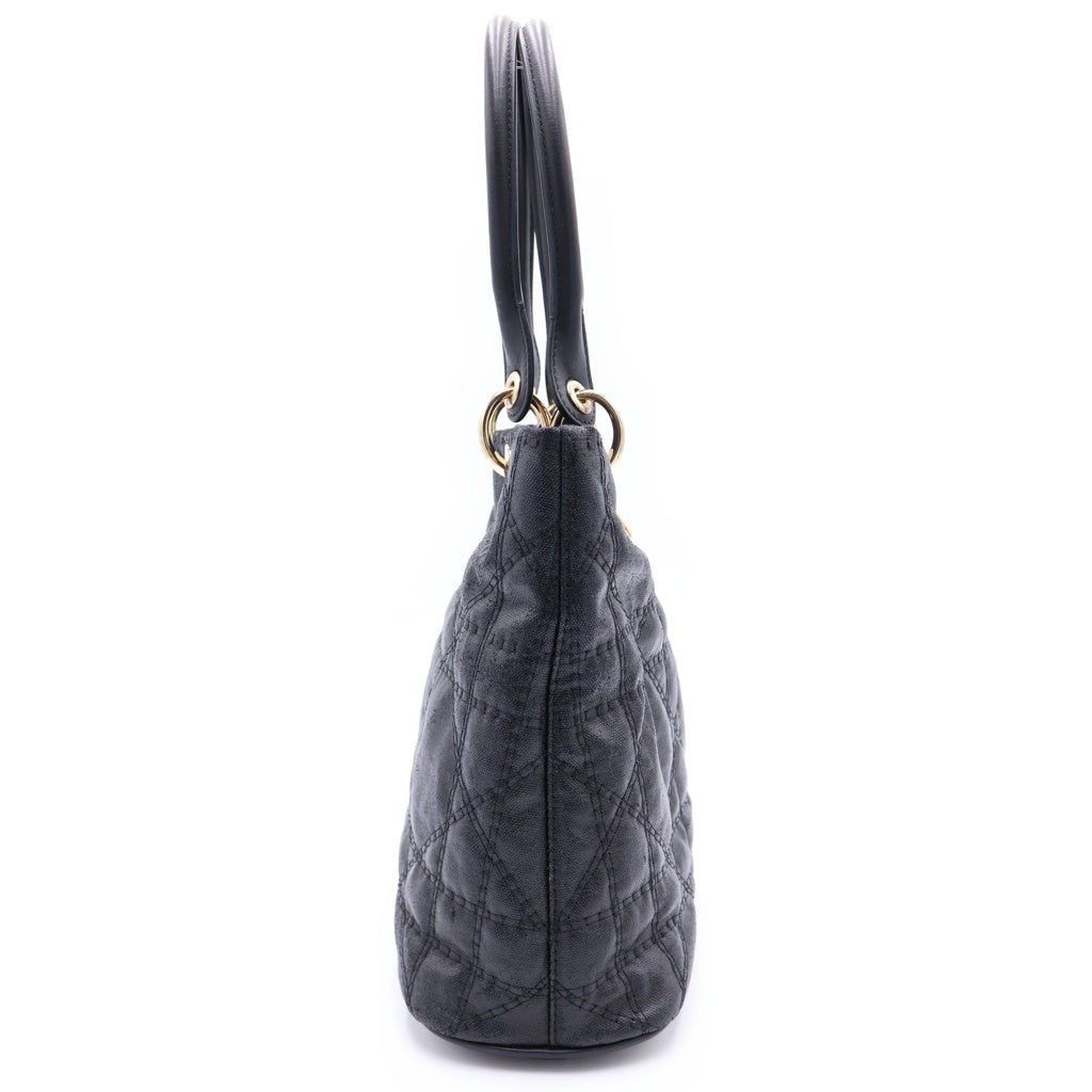 Christian Dior(クリスチャンディオール) Christian Dior レディディオール ハンドバック カナージュ ゴールド金具 ナイロンレザー ブラック レディース