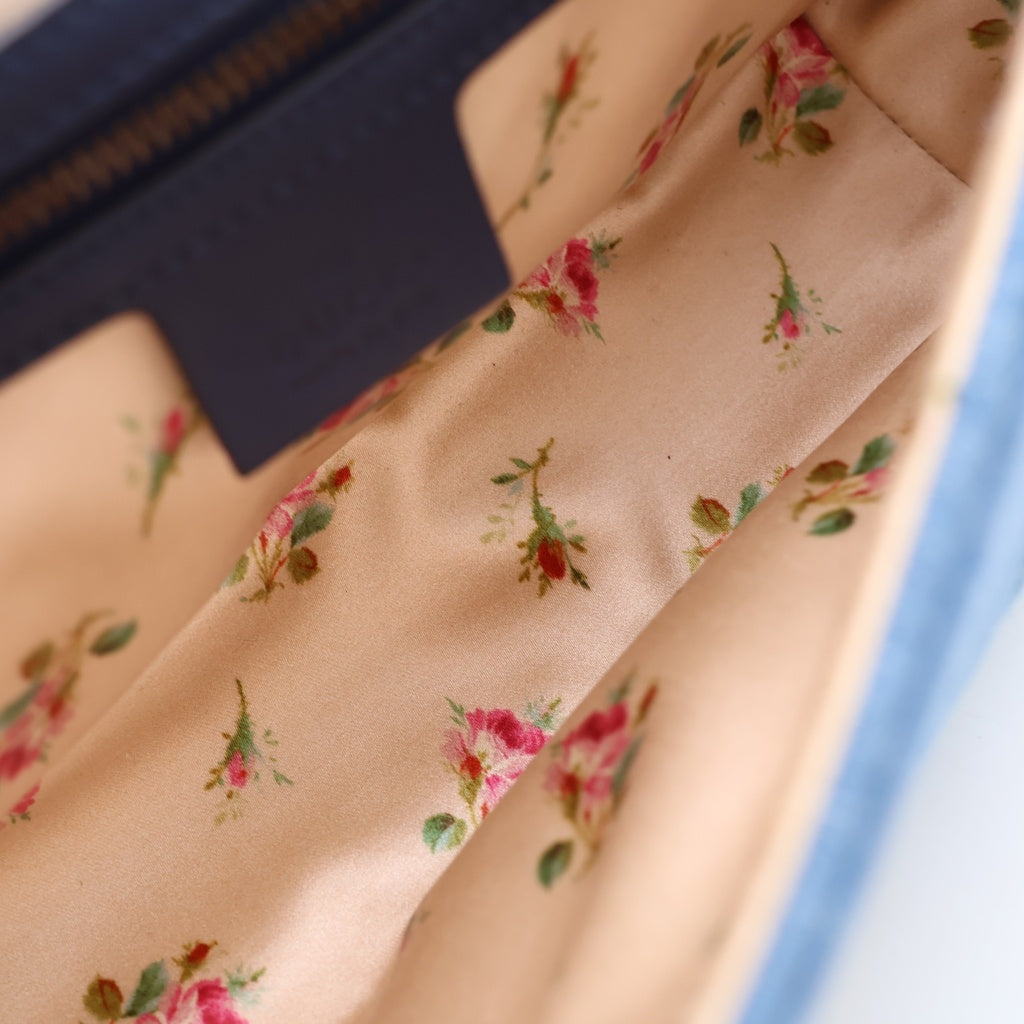 GUCCI(グッチ) GGマーモント チェーンショルダーバッグ インディゴブルー デニム 443497 ゴールド金具 レディース