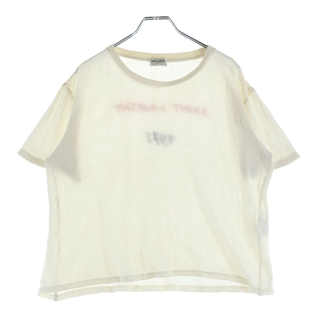 SAINT LAURENT PARIS(サンローランパリ) バックプリント ロゴ コットン 半袖 Tシャツ カットソー #XS ホワイト497245 YB2LS レディース