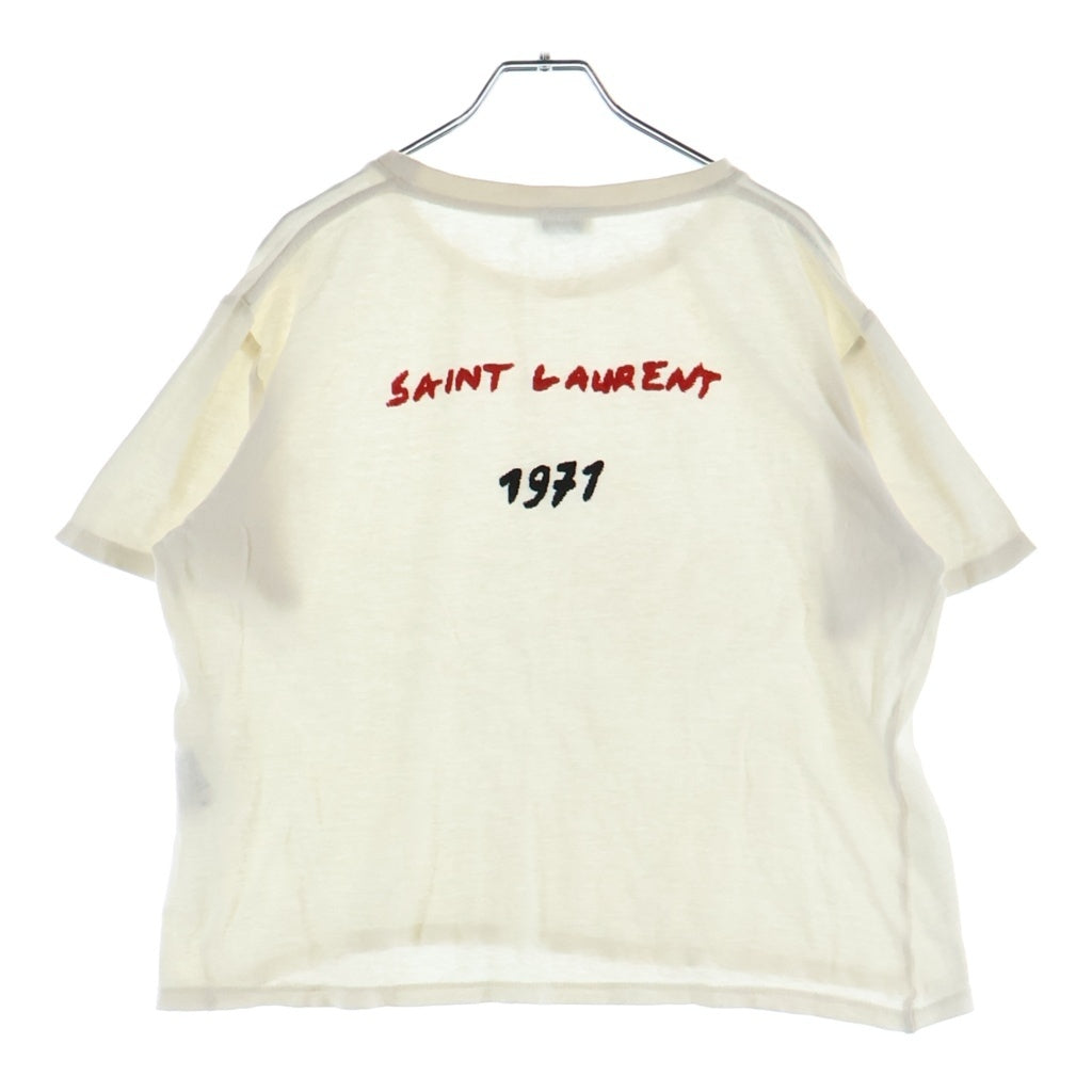 SAINT LAURENT PARIS(サンローランパリ) バックプリント ロゴ コットン 半袖 Tシャツ カットソー #XS ホワイト497245 YB2LS レディース