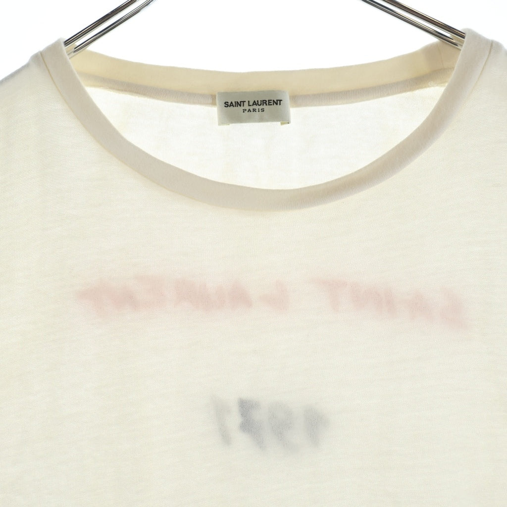 SAINT LAURENT PARIS(サンローランパリ) バックプリント ロゴ コットン 半袖 Tシャツ カットソー #XS ホワイト497245 YB2LS レディース