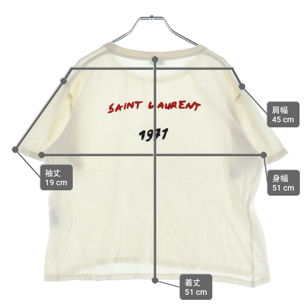 SAINT LAURENT PARIS(サンローランパリ) バックプリント ロゴ コットン 半袖 Tシャツ カットソー #XS ホワイト497245 YB2LS レディース
