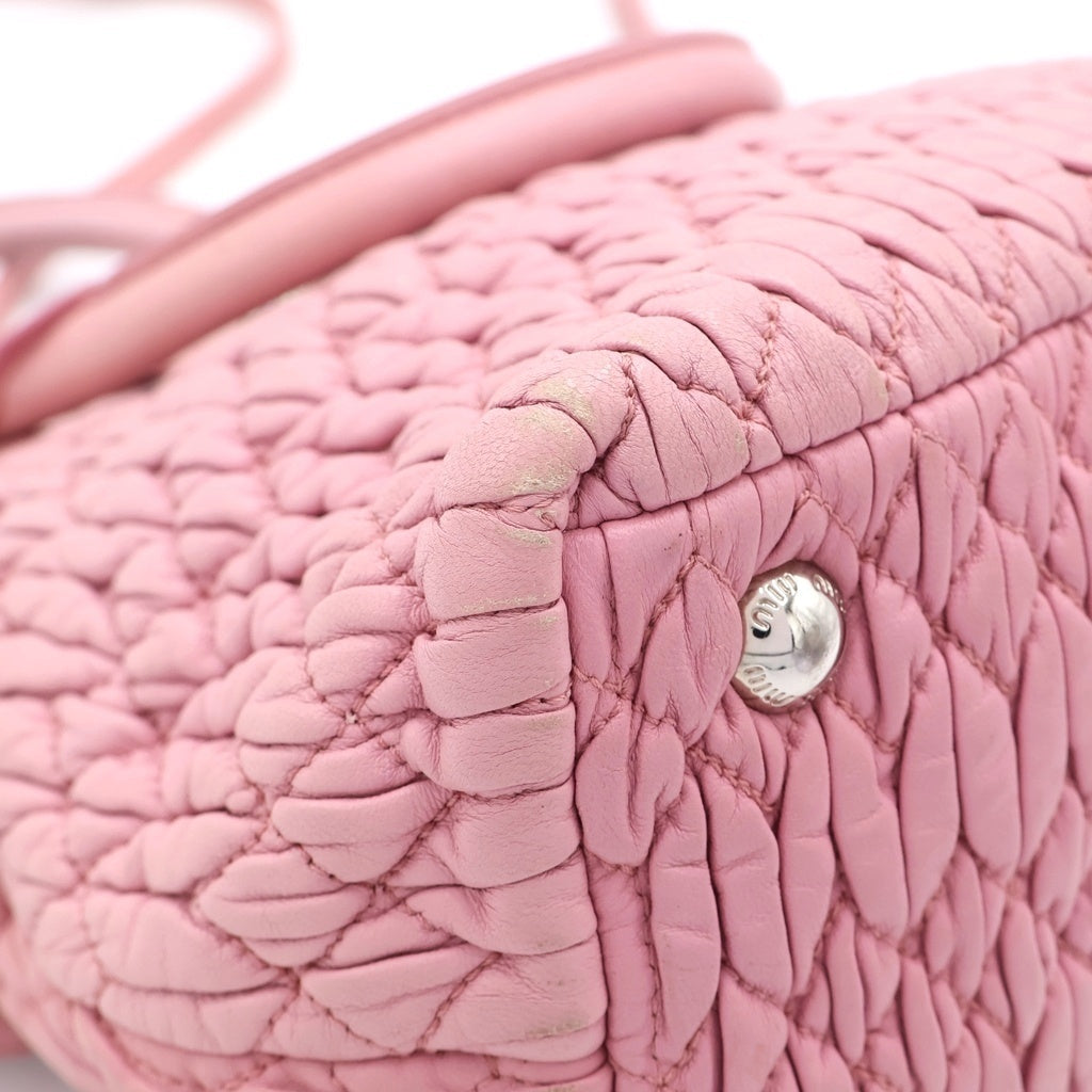 miumiu(ミュウミュウ) マテラッセ ナッパ クリスタル 2WAYハンドバッグ ショルダーバッグ ピンク レザー シルバー金具 レディース