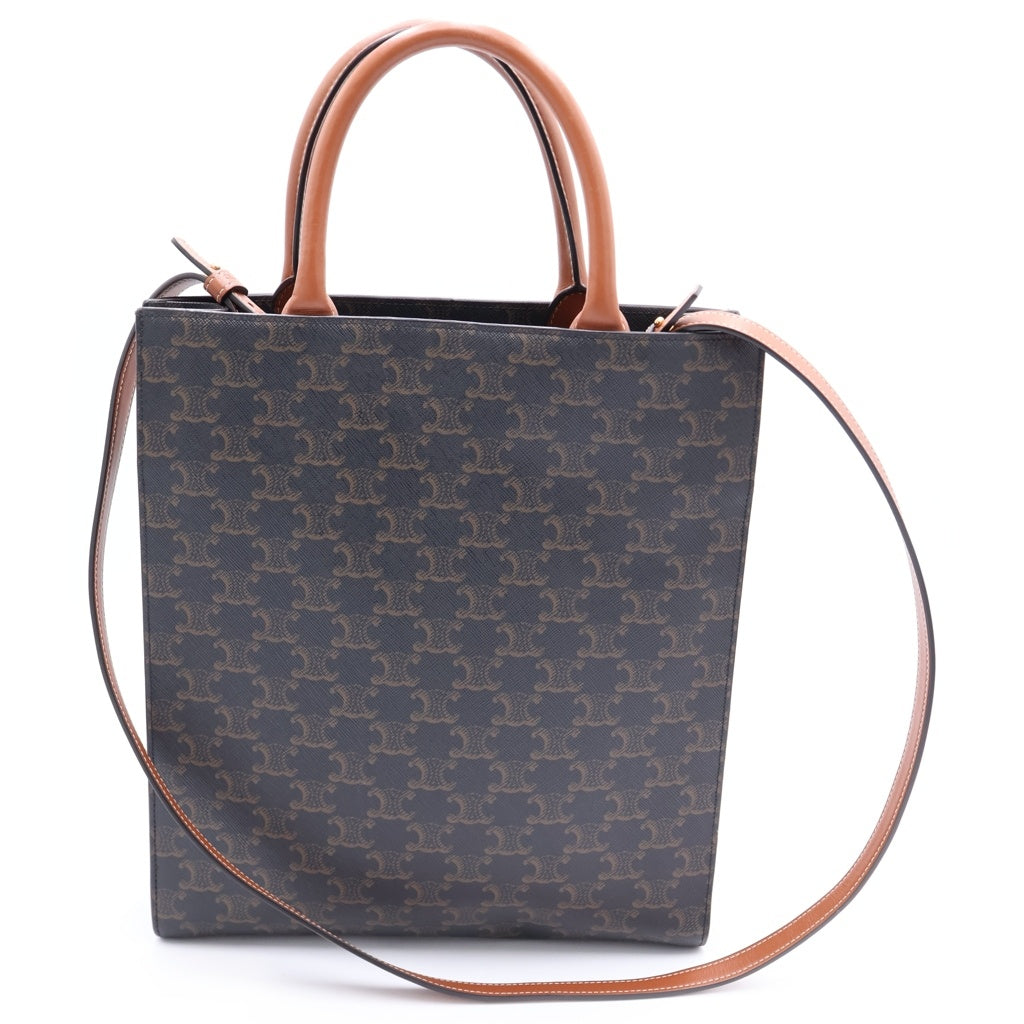 CELINE(セリーヌ) トリオンフ バーティカルカバ スモール PVC レザー 2WAY ハンドバッグ ショルダーバッグ トートバッグ ブラウン レディース