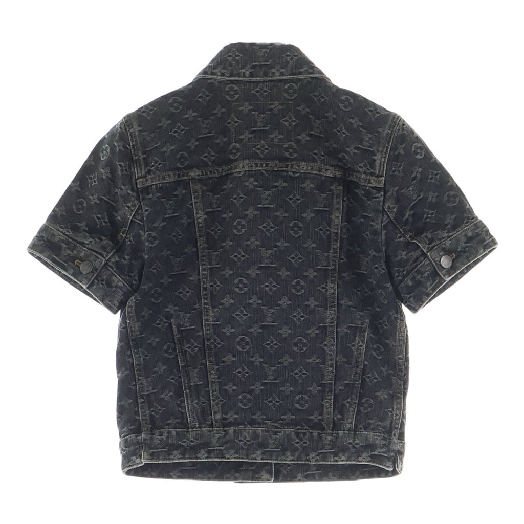 LOUIS VUITTON(ルイヴィトン) モノグラム コットン 半袖 デニムジャケット 34 ブラック RW081W レディース