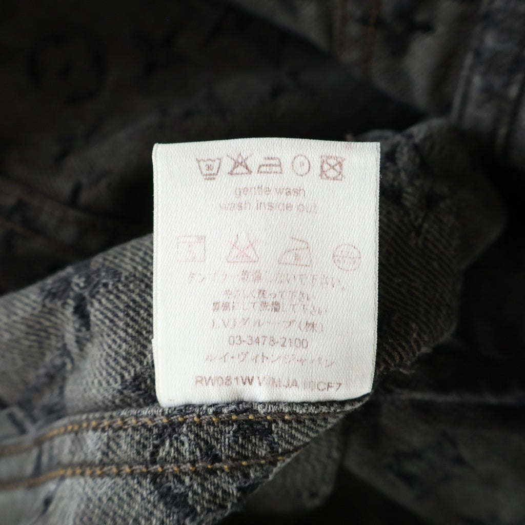 LOUIS VUITTON(ルイヴィトン) モノグラム コットン 半袖 デニムジャケット 34 ブラック RW081W レディース