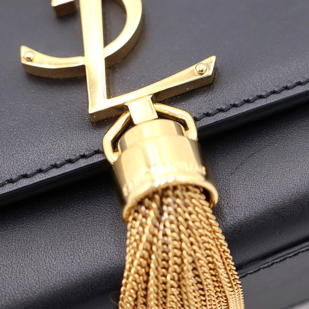 SAINT LAURENT PARIS(サンローランパリ) ケイト チェーンショルダーバッグ ブラック レザー 452159 ゴールド金具 レディース