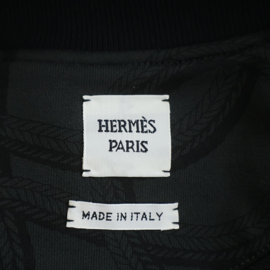 HERMES(エルメス) 25AW パロフロワリミックス 総柄プリント スナップボタン ジャケット ブルゾン ブラック 5H4203DT レディース