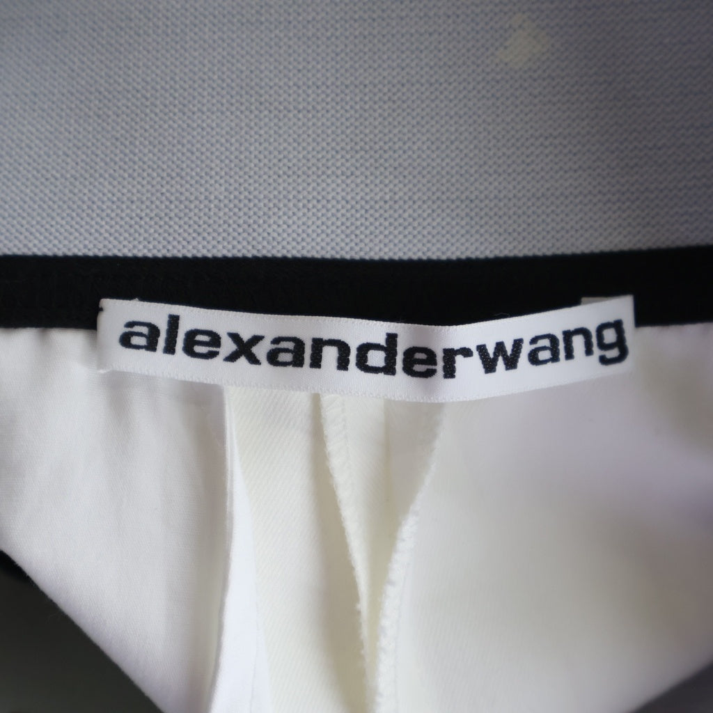 ALEXANDER WANG(アレキサンダーワン) 23SS ウエストロゴ サイドジップ プリーツ ショート キュロットパンツ スカート 1WC1224450 レディース