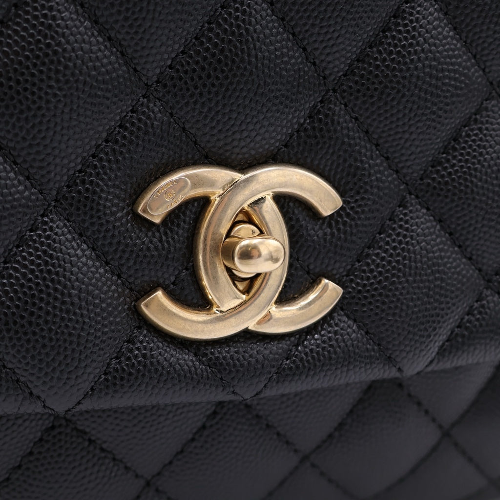 CHANEL(シャネル) ココハンドル29 2WAYハンドバッグ ショルダーバッグ ブラック キャビアスキン ゴールド金具 レディース