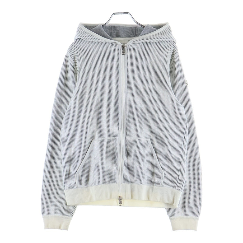 MONCLER(モンクレール) MAGLIA TRICOT CARDIGAN ワッフル地 ジップアップパーカー フーディー コットン ナイロン グレー/ホワイト B10919400200