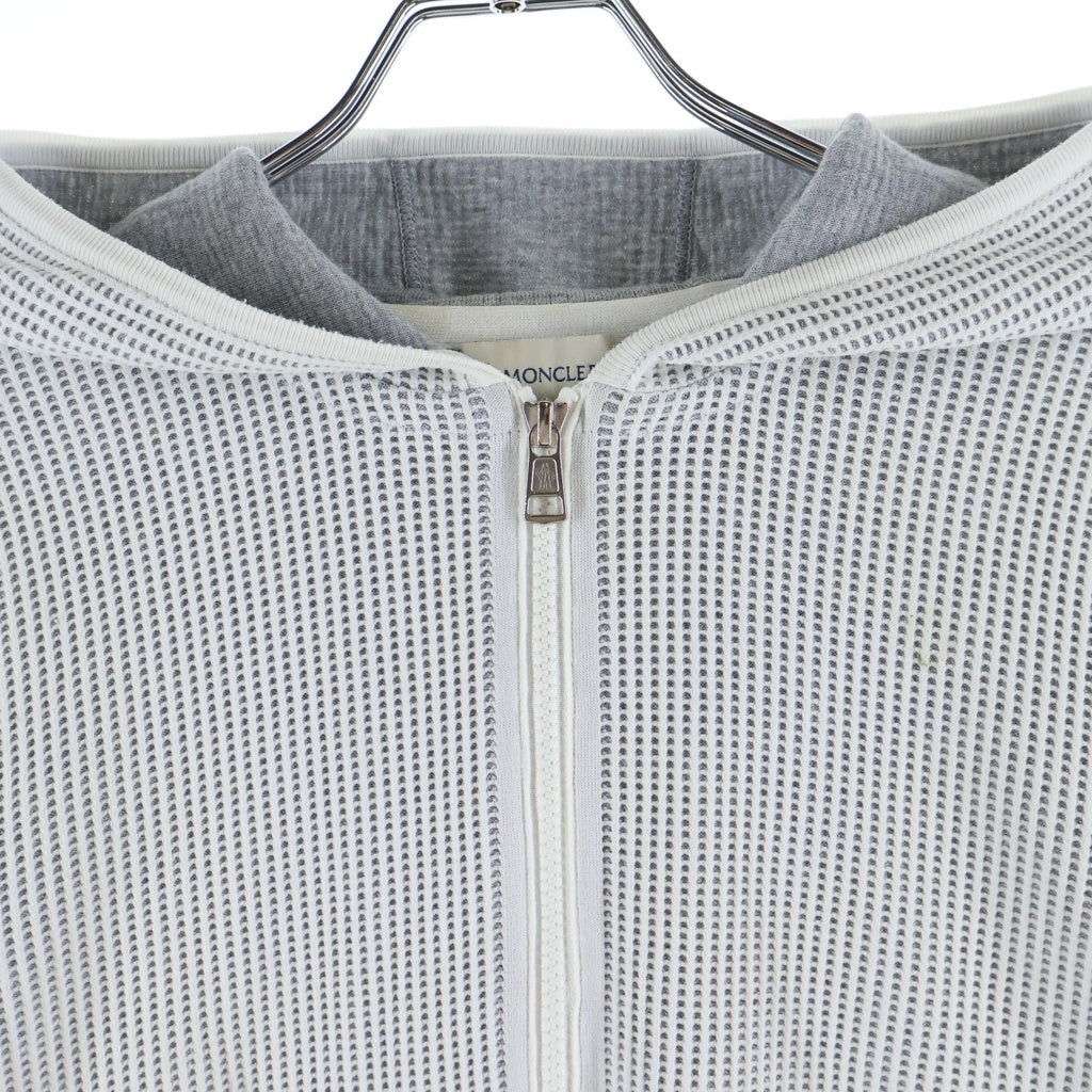 MONCLER(モンクレール) MAGLIA TRICOT CARDIGAN ワッフル地 ジップアップパーカー フーディー コットン ナイロン グレー/ホワイト B10919400200