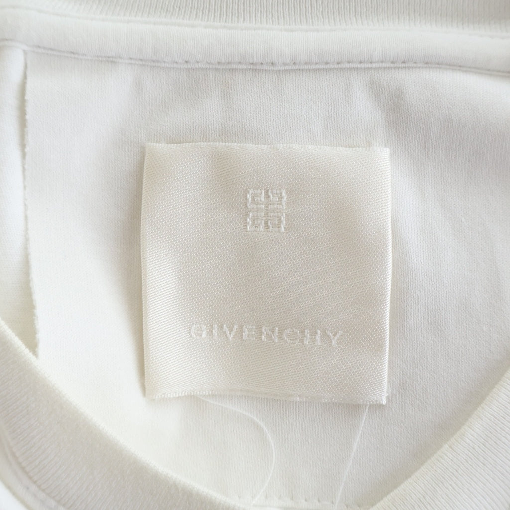GIVENCHY(ジバンシィ) ダメージ加工 オーバーサイズ半袖Tシャツ カットソー フロントロゴプリント ホワイト BM71G13Y8Y