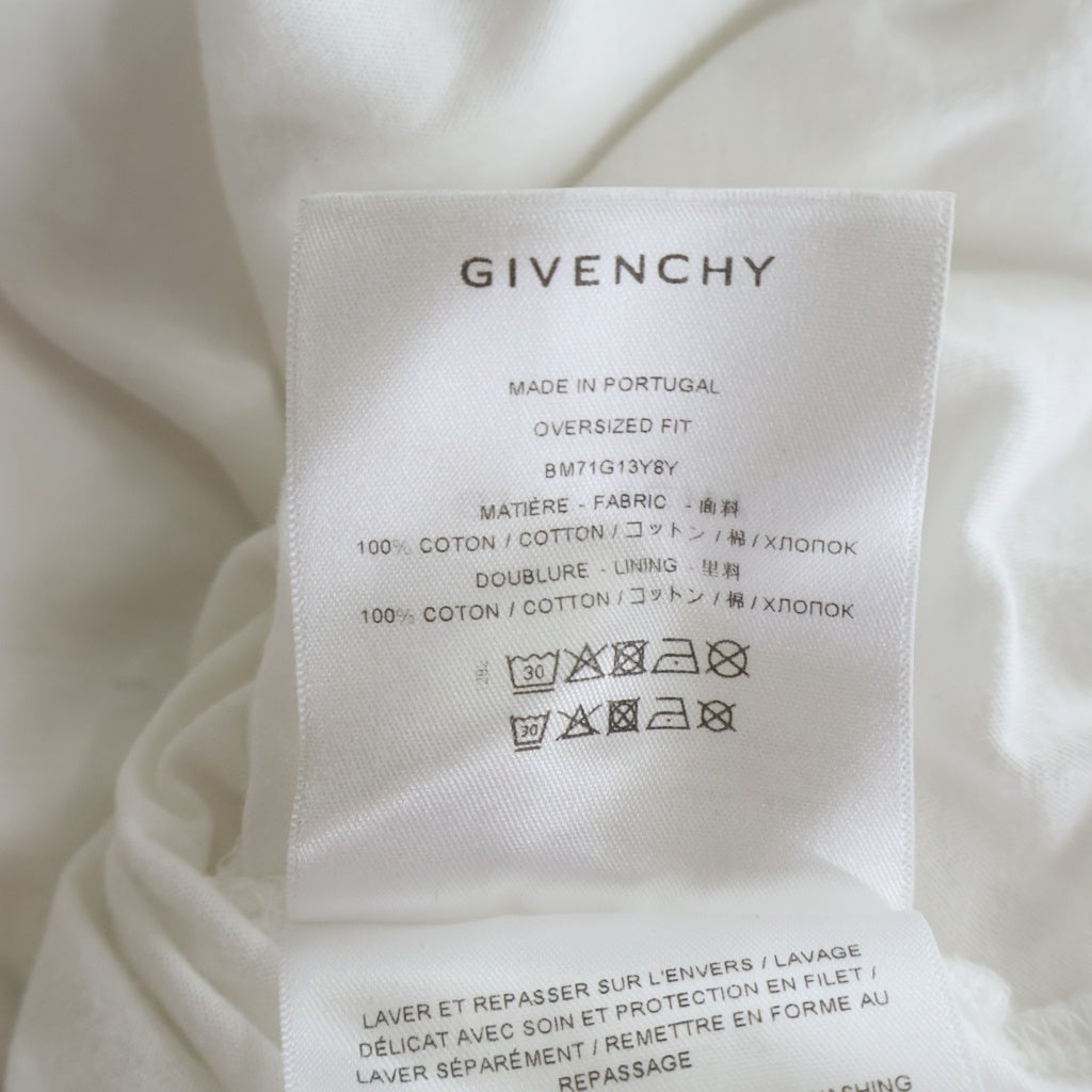 GIVENCHY(ジバンシィ) ダメージ加工 オーバーサイズ半袖Tシャツ カットソー フロントロゴプリント ホワイト BM71G13Y8Y