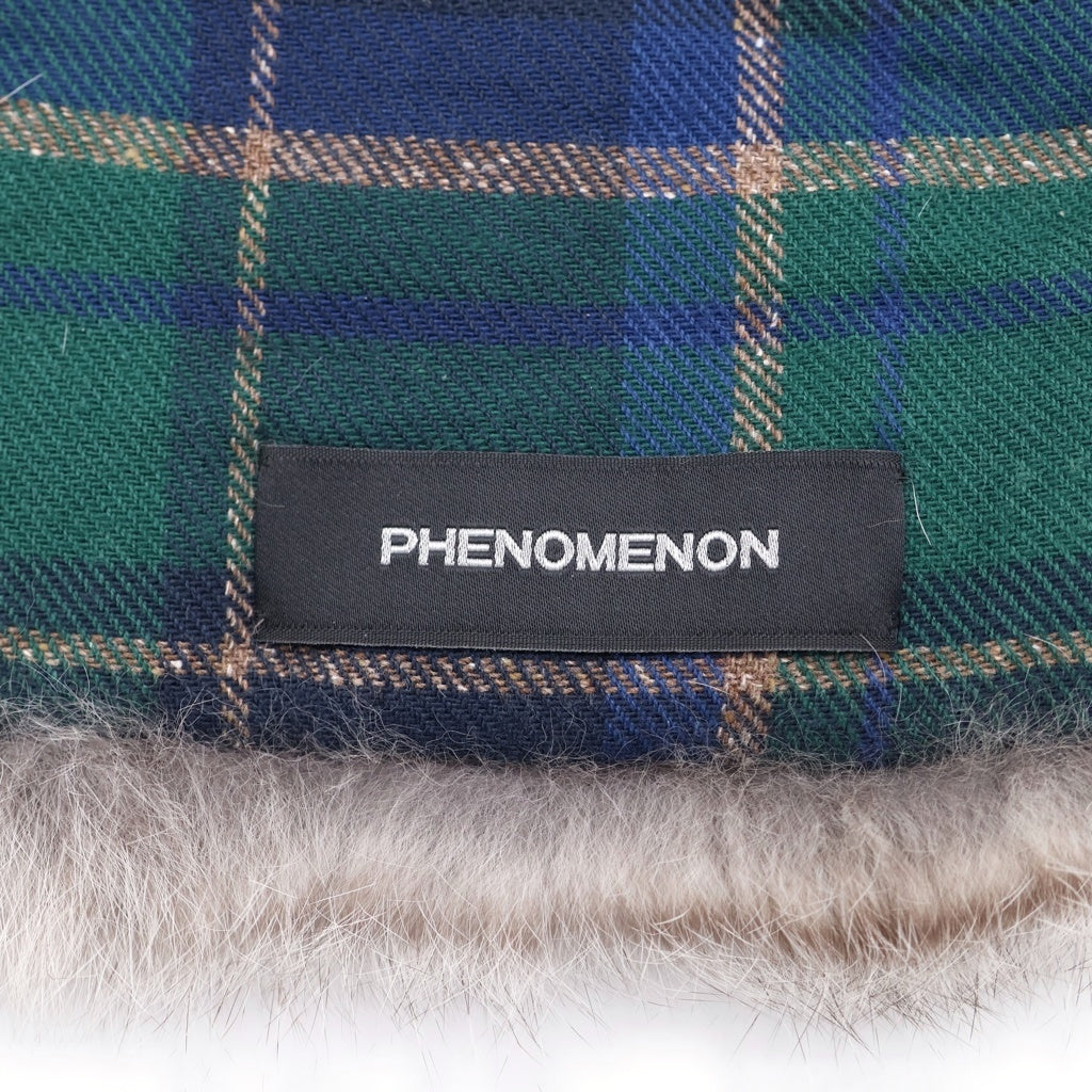 PHENOMENON(フェノメノン) 裏地チェック ファーストール マフラー グレー レディース