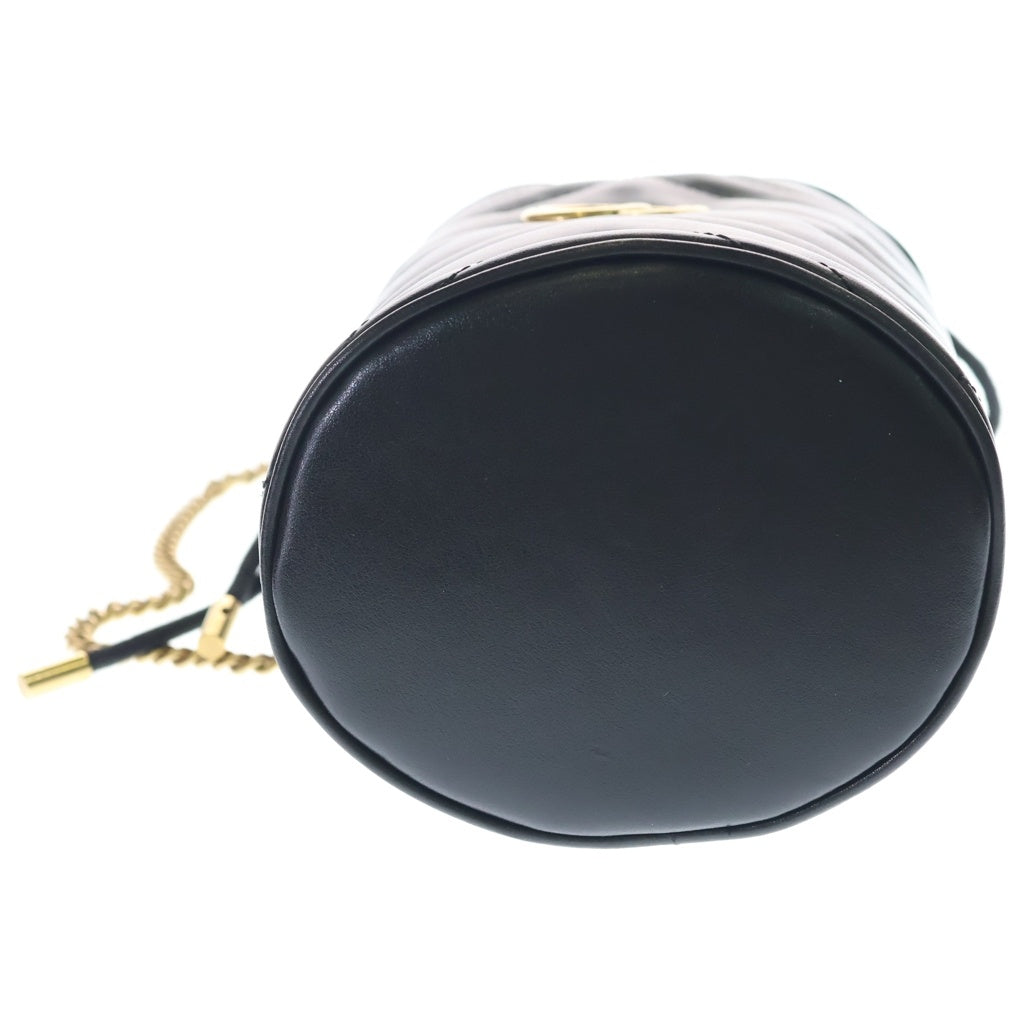 GUCCI(グッチ) GGマーモント バケットバッグ ショルダーバッグ チェーンバッグ ブラック スモール レザー 575163 ゴールド金具 レディース
