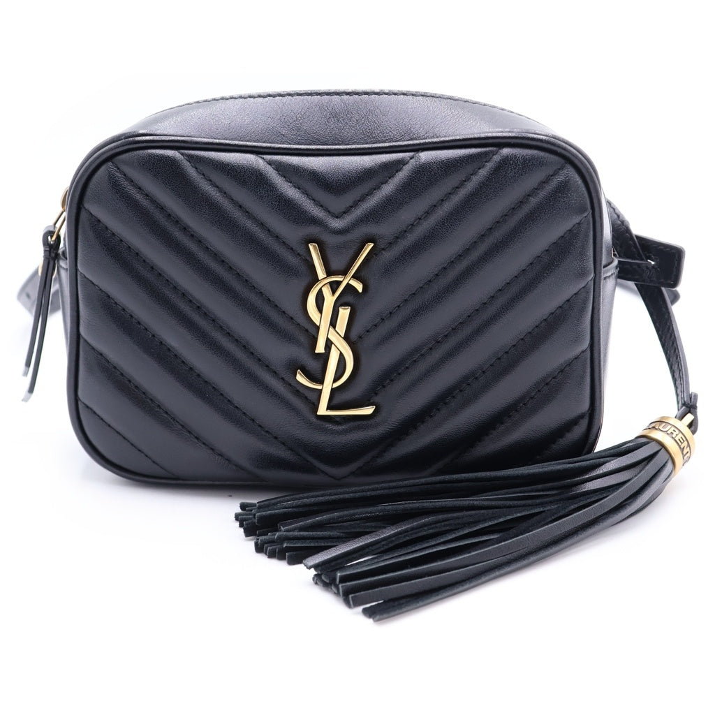 SAINT LAURENT PARIS(サンローランパリ) ルー ミニ フリンジ ミニバッグ ショルダーバッグ ブラック レザー 614031 ゴールド金具 レディース
