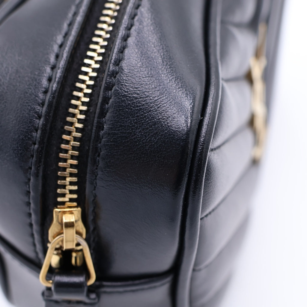 SAINT LAURENT PARIS(サンローランパリ) ルー ミニ フリンジ ミニバッグ ショルダーバッグ ブラック レザー 614031 ゴールド金具 レディース