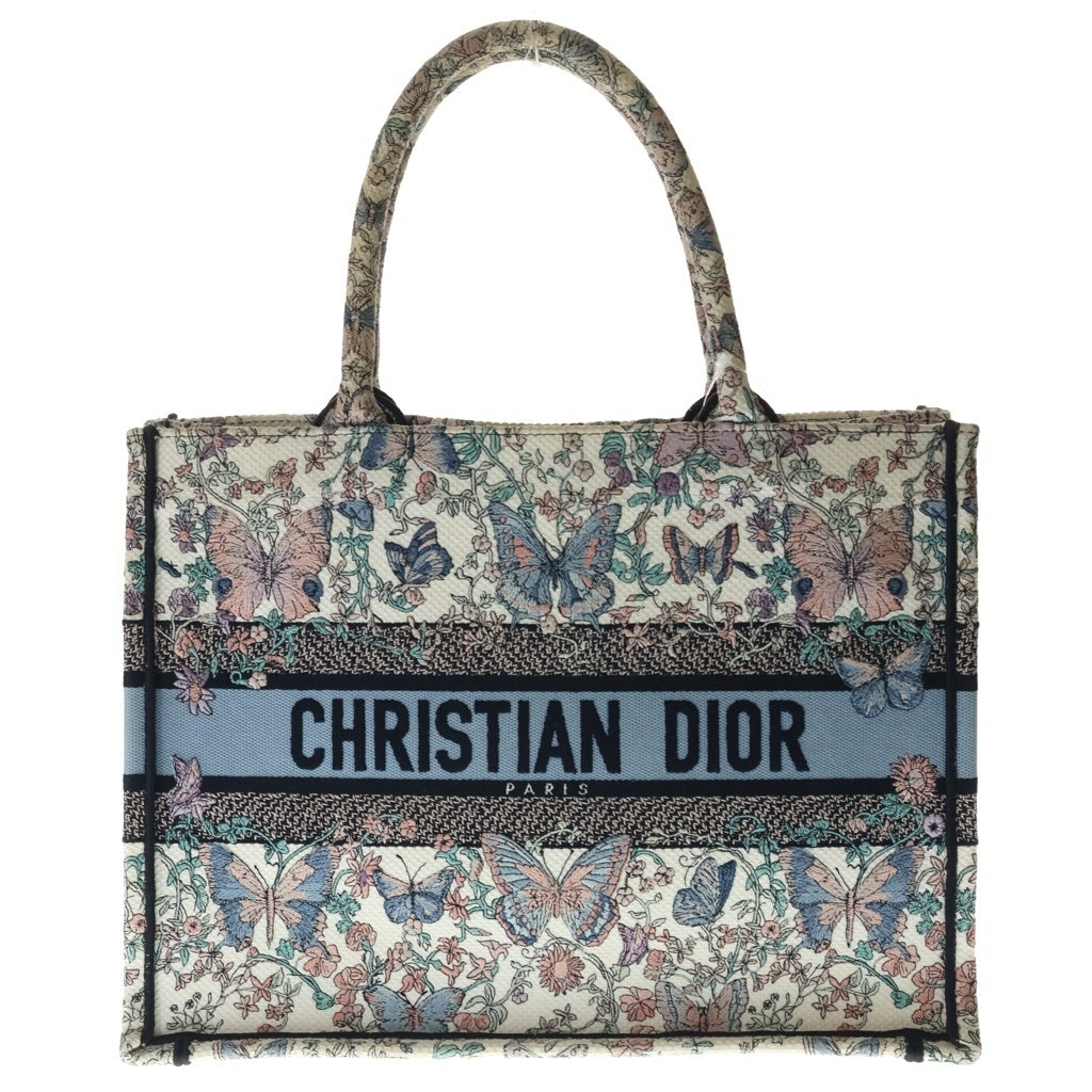 Christian Dior(クリスチャンディオール) トートバッグ トワル ドゥ ジュイ パピヨン ブックトート ハンドバッグ ミディアム ホワイト×ピンク×ライトブルー キャンバス M1296ZEEV レディース