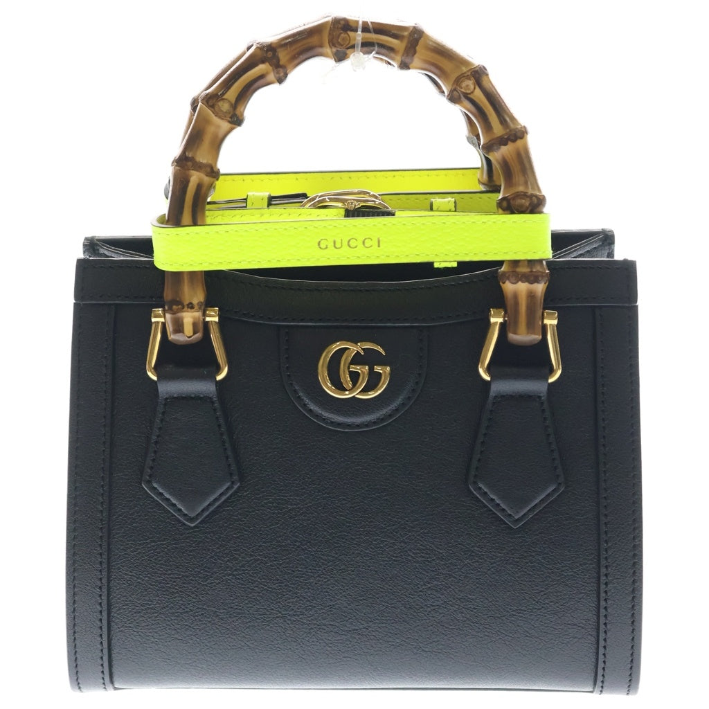 GUCCI(グッチ) ダイアナミニ 2WAY ハンドバッグ ショルダーバッグ ブラック レザー 655661 ゴールド金具 レディース