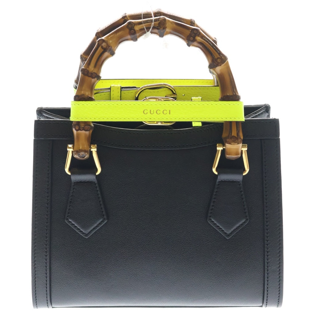 GUCCI(グッチ) ダイアナミニ 2WAY ハンドバッグ ショルダーバッグ ブラック レザー 655661 ゴールド金具 レディース