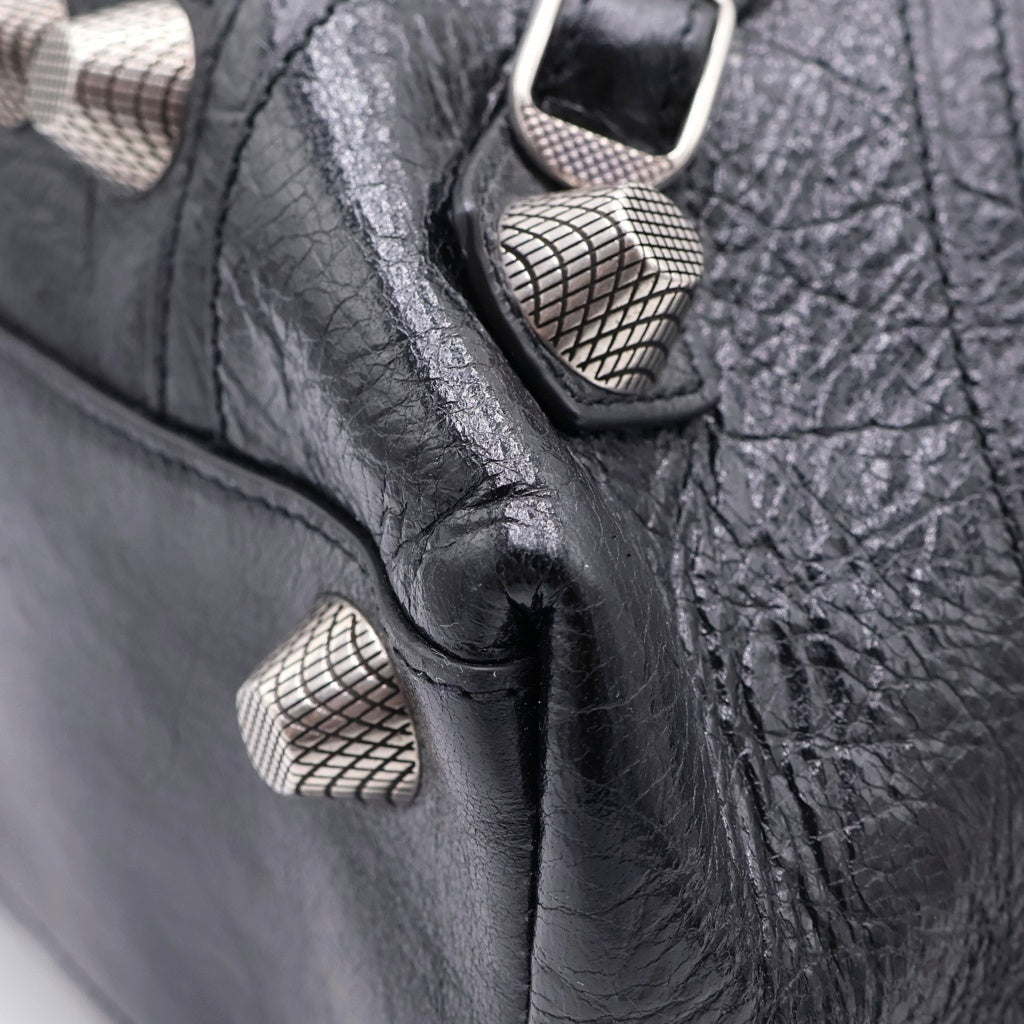 BALENCIAGA(バレンシアガ) ル・カゴール 2WAYショルダーバッグ トートバッグ ハンドバッグ ブラック レザー 719067 シルバー金具 レディース