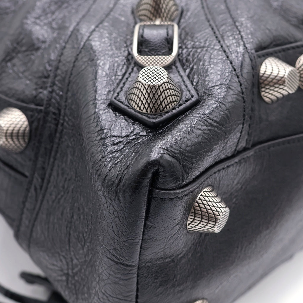 BALENCIAGA(バレンシアガ) ル・カゴール 2WAYショルダーバッグ トートバッグ ハンドバッグ ブラック レザー 719067 シルバー金具 レディース
