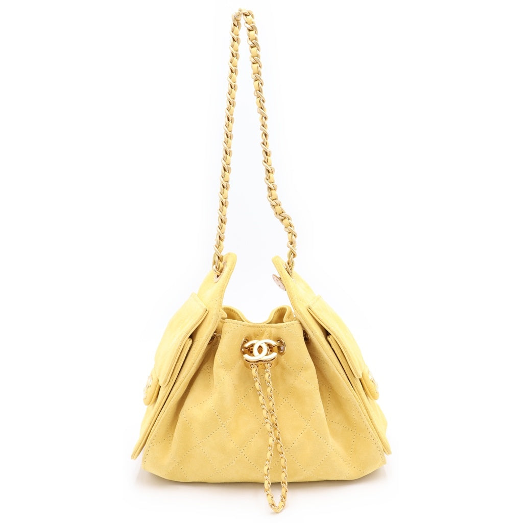 CHANEL(シャネル) シャネル25 ミニ チェーンショルダーバッグ イエロー スエード AS5631 ゴールド金具 レディース