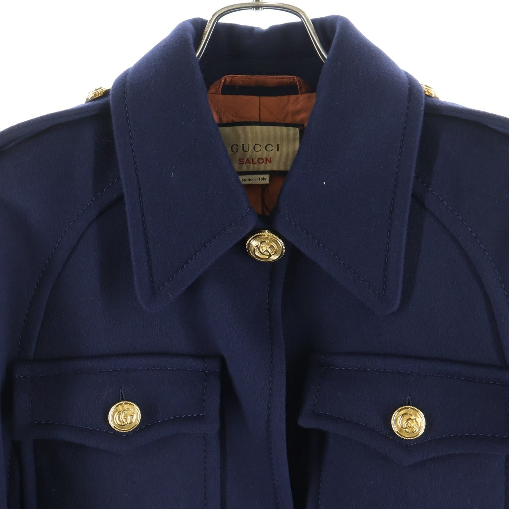 GUCCI(グッチ) ウールケープコート ロングコート ネイビー #46 732953 ZHW03