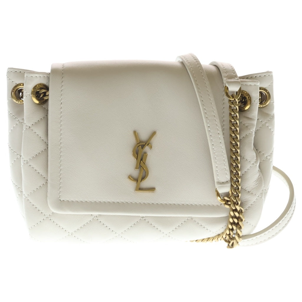 SAINT LAURENT PARIS(サンローランパリ) ノリータ ミニ チェーンショルダーバッグ ミニバッグ アイボリー レザー 6727381 ゴールド金具 レディース