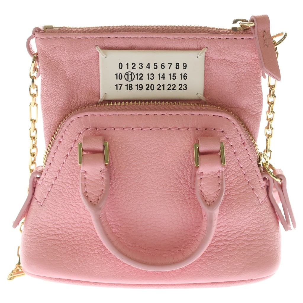 MM6 Maison Margiela(エムエムシックスメゾンマルジェラ) 5AC ベビー チェーンショルダーバッグ ピンク レザー ゴールド金具 レディース