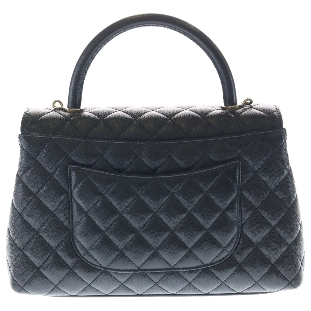 CHANEL(シャネル) ココハンドル29 ラージ ハンド ショルダーバッグ キャビアスキン レザー ゴールド金具 ブラック プレート A92991 レディース