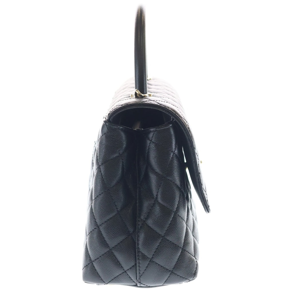 CHANEL(シャネル) ココハンドル29 ラージ ハンド ショルダーバッグ キャビアスキン レザー ゴールド金具 ブラック プレート A92991 レディース