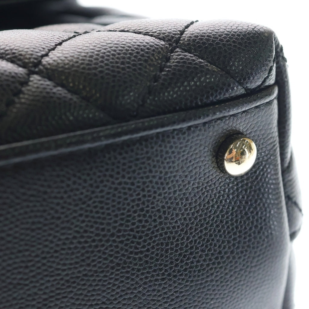 CHANEL(シャネル) ココハンドル29 ラージ ハンド ショルダーバッグ キャビアスキン レザー ゴールド金具 ブラック プレート A92991 レディース