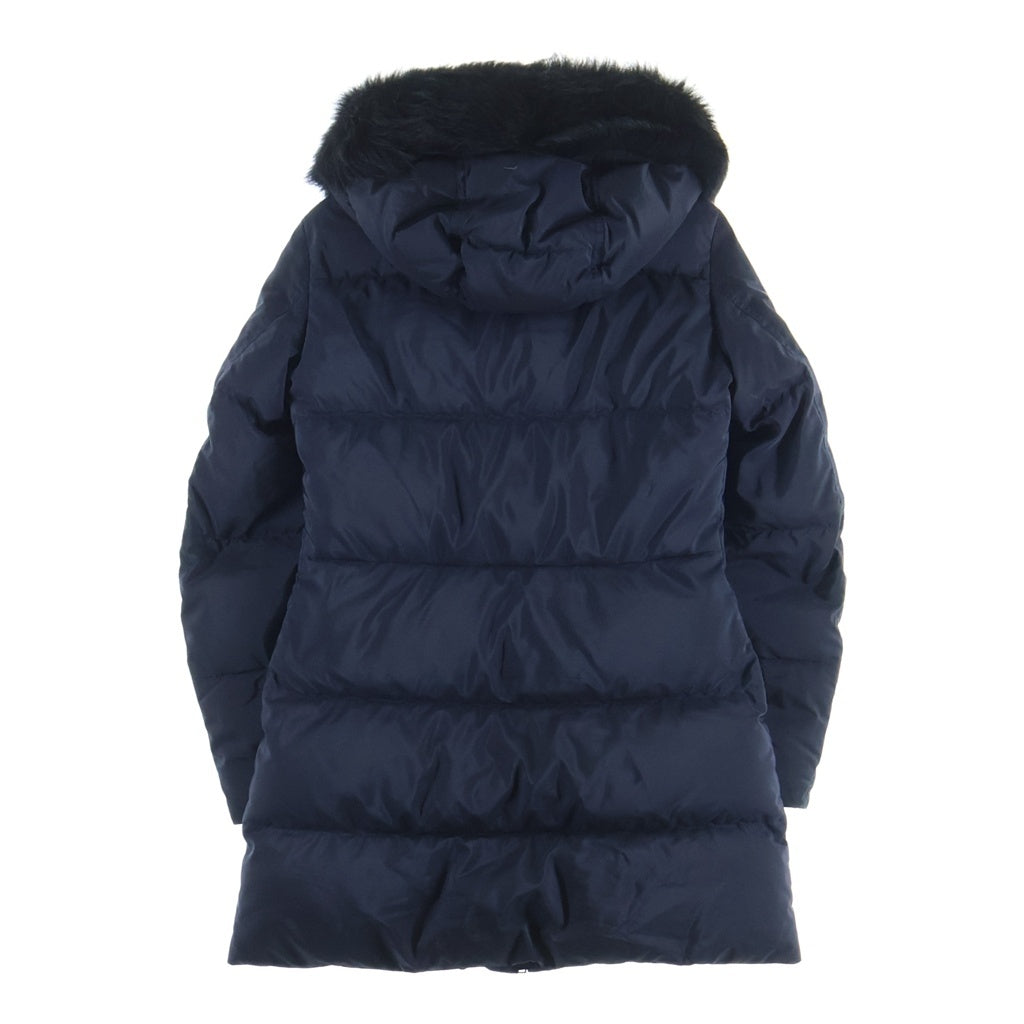 PRADA(プラダ) ファーフードダウンジャケット ネイビー #36 レディース