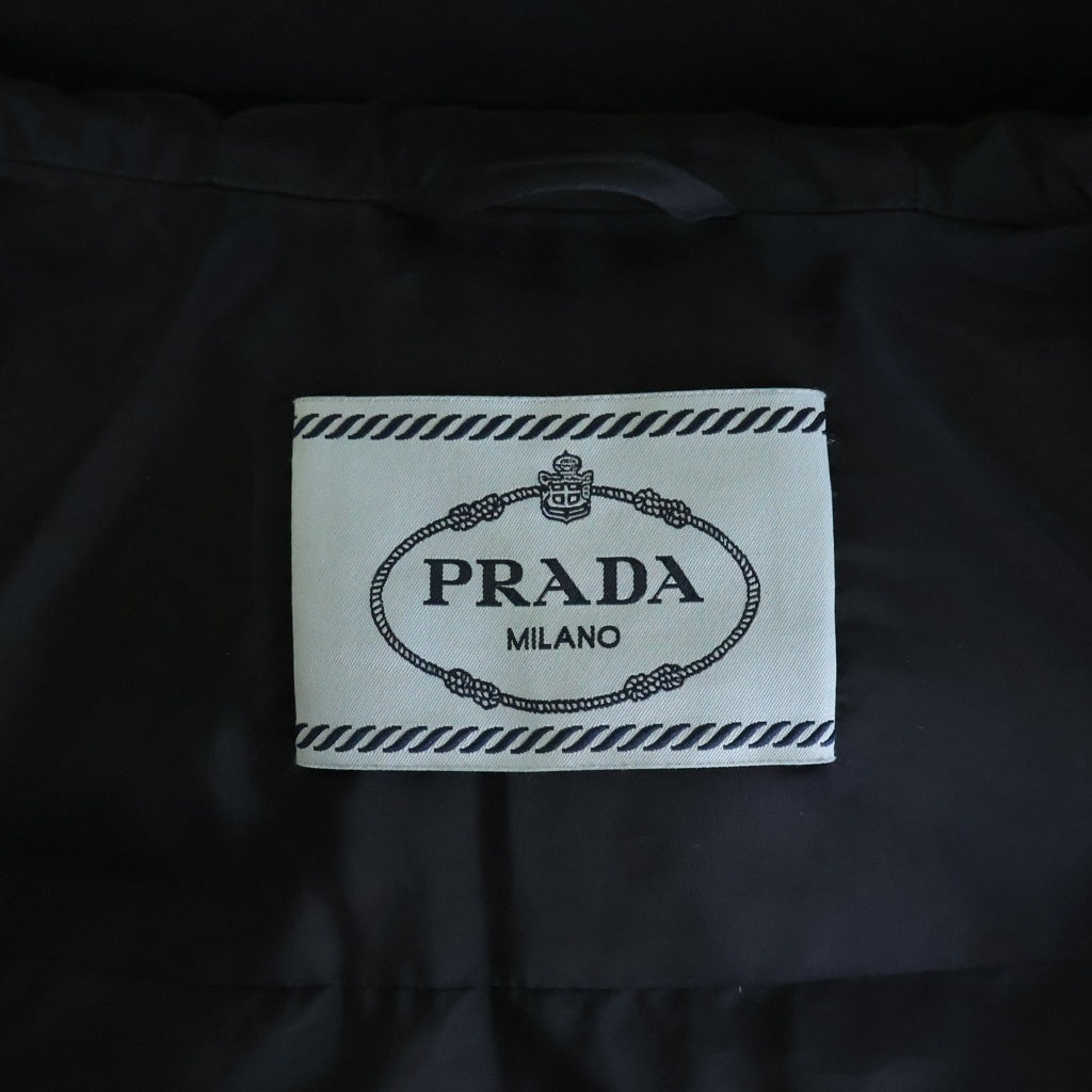 PRADA(プラダ) ファーフードダウンジャケット ネイビー #36 レディース