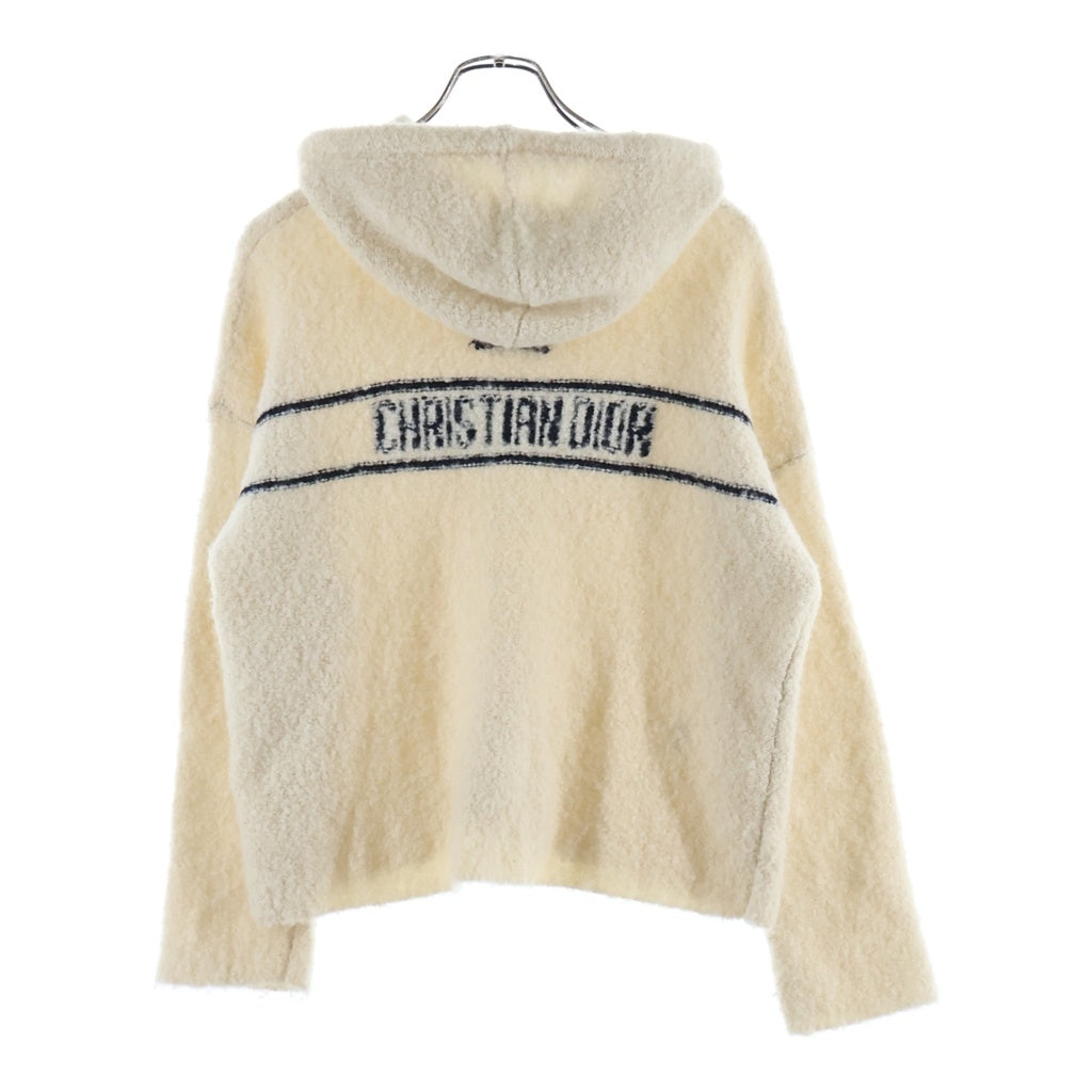 Christian Dior(クリスチャンディオール) カシミヤ混 バックデザインニットフーディー パーカー アイボリー #XS 244S87AM143 レディース