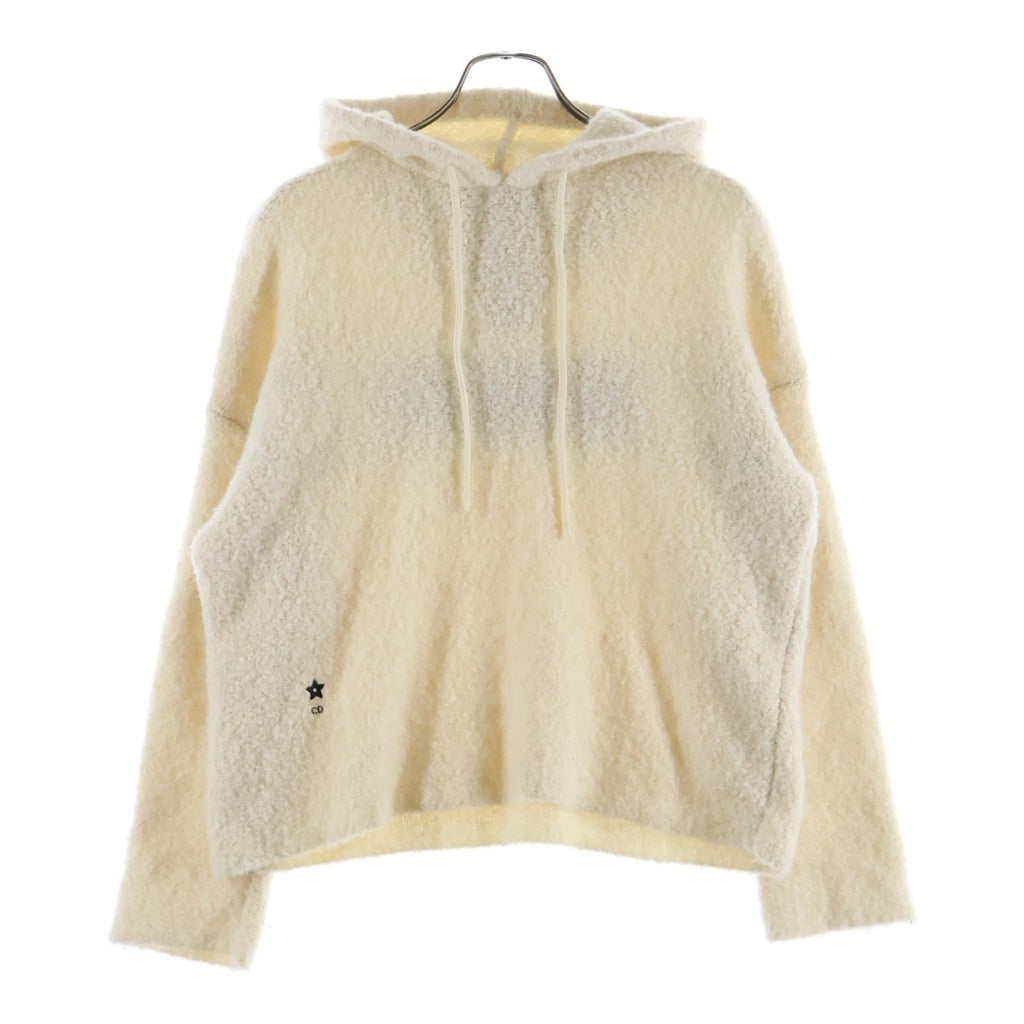 Christian Dior(クリスチャンディオール) カシミヤ混 バックデザインニットフーディー パーカー アイボリー #XS 244S87AM143 レディース