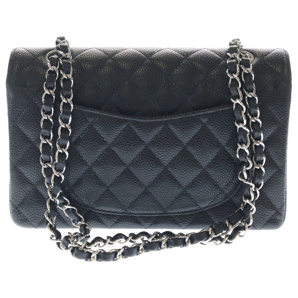 CHANEL(シャネル) マトラッセ23 キャビアスキン シルバー金具 Wチェーン Wフラップ ショルダーバッグ ブラックA01113 レディース