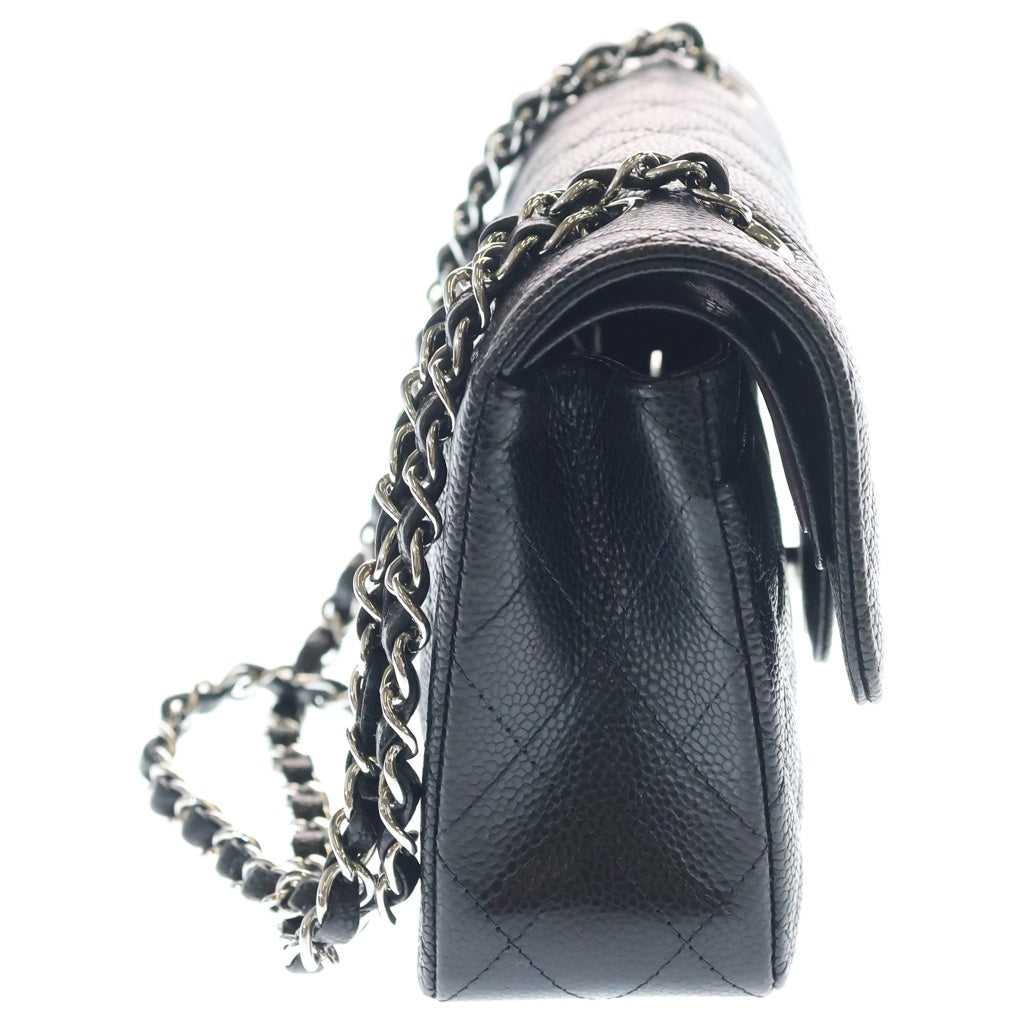 CHANEL(シャネル) マトラッセ23 キャビアスキン シルバー金具 Wチェーン Wフラップ ショルダーバッグ ブラックA01113 レディース