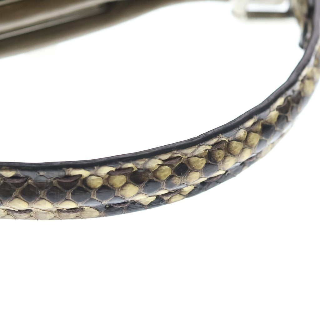 FENDI(フェンディ) ピーカブー ミニ セレリア ハンド ショルダーバッグ 手縫いステッチ パイソン レザー シルバー金具 グレー 8BN244N8KF04YB レディース