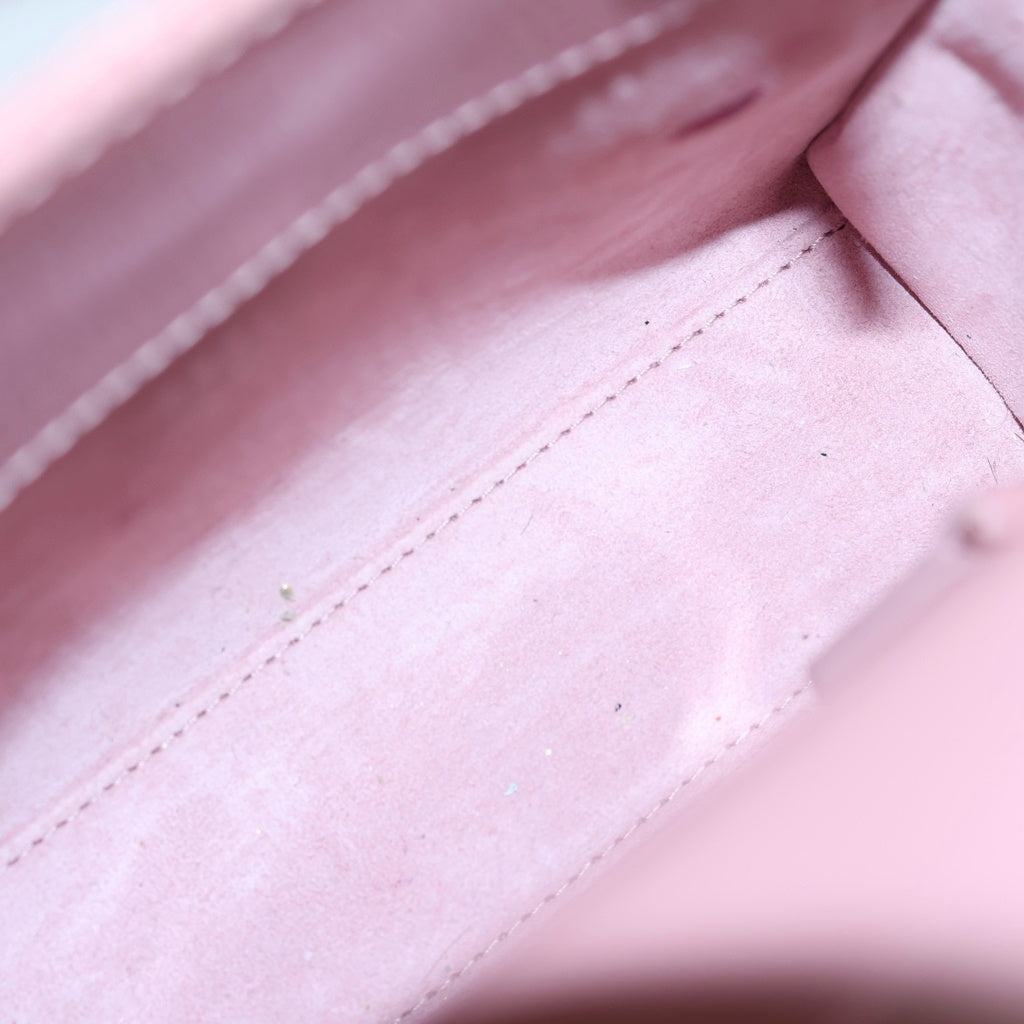 Christian Dior(クリスチャンディオール) レディディオール ミニ ハンド ショルダーバッグ カナージュ パテントレザー ゴールド金具 ピンク レディース