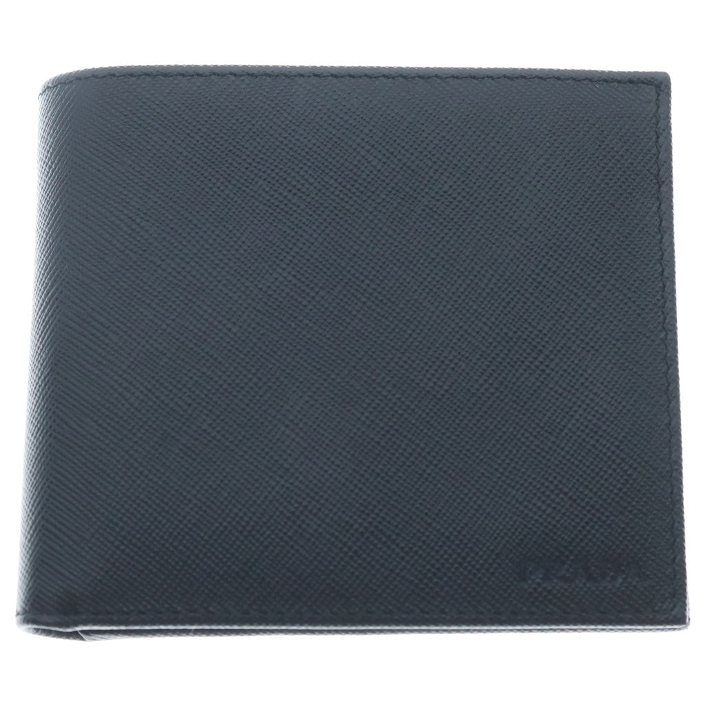 PRADA(プラダ) サフィアーノ レザー 二つ折り財布 コンパクトウォレット ブラック 2M0738