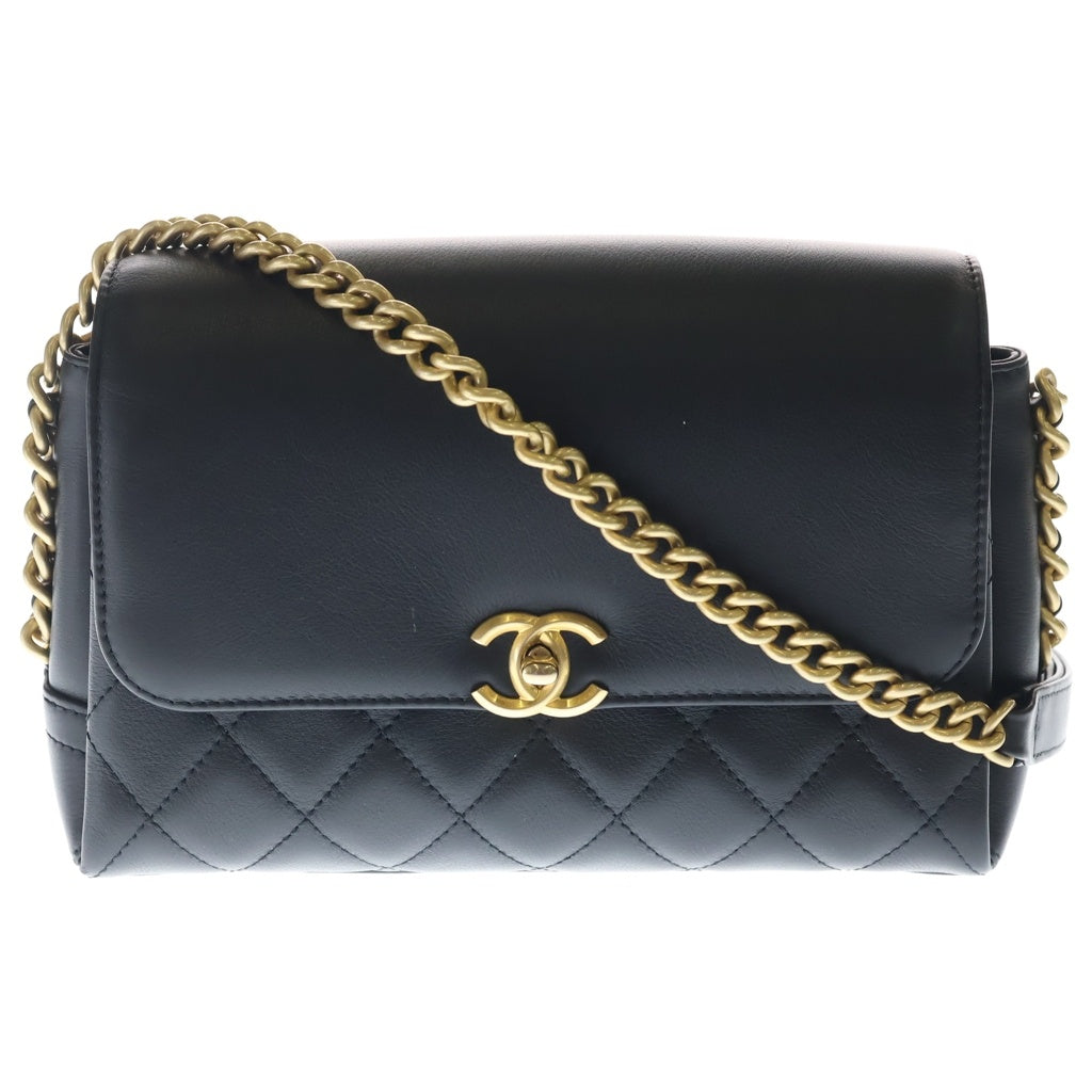 CHANEL(シャネル) マトラッセ25 SフラップSチェーンショルダーバッグ ハンドバッグ ブラック ラムスキン ゴールド金具 レディース