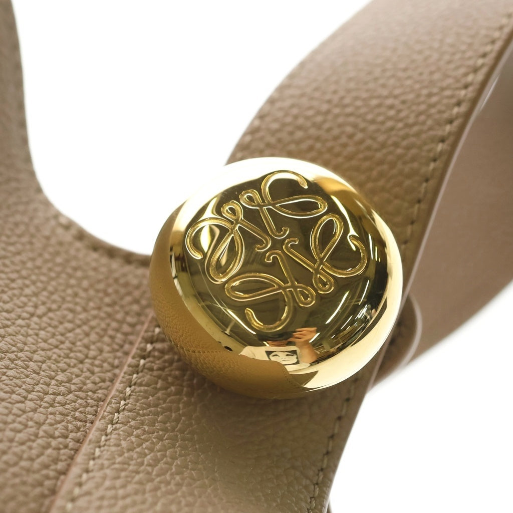 LOEWE(ロエベ) ペブル バケット ミニ レザー ハンドバッグ ゴールド金具 ベージュ レディース